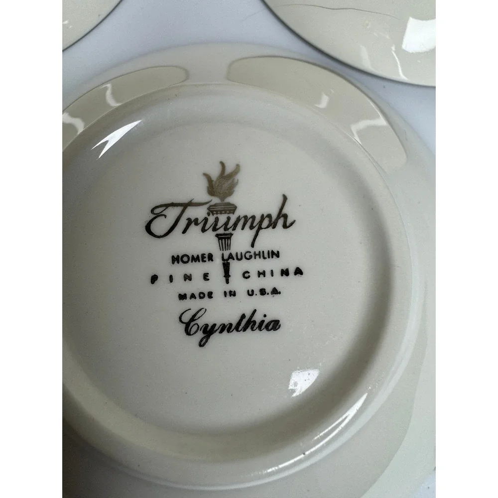 Homer Laughlin Triumph Cynthia Fine China Fruit Dessert Bowls Set of 8 Blue Lily